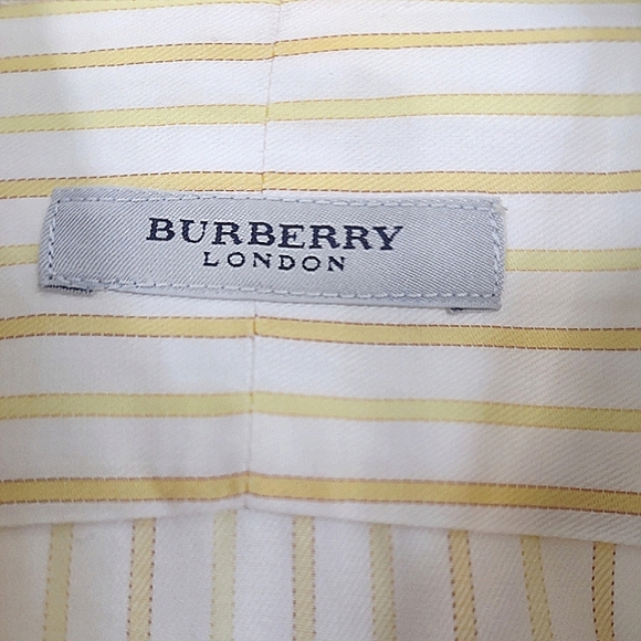 Burberry London Men's Yellow and White Striped Dress Shirt Neck size 17 - Picture 5 of 7